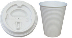 送料無料　断熱性エンボス紙コップ 8オンス 260ml 白無地 本体+フタセット 50個　テイクアウト 使い捨てSMP-260E