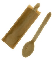 使い捨て　木製スプーン14cm 未晒し袋入り 50本 個包装　業務用　テイクアウト　ウッドスプーン