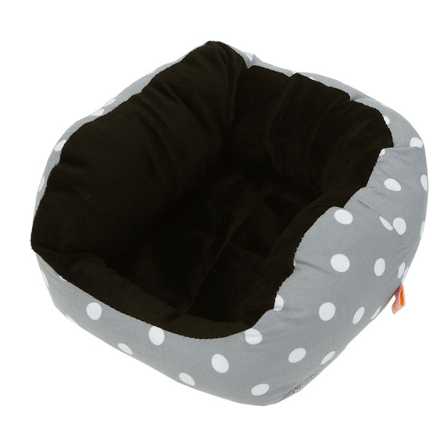 うさちゃんのもこもこベッド　水玉 グレー