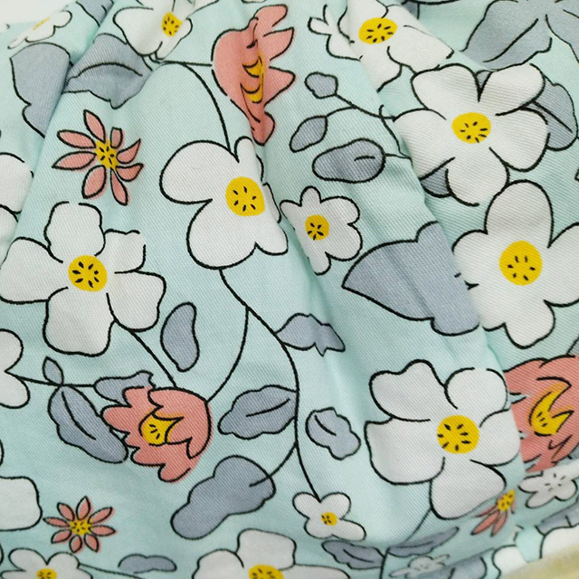 ふんわり花柄サークル　ブルー