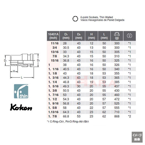 Koken 16401A サイズ表