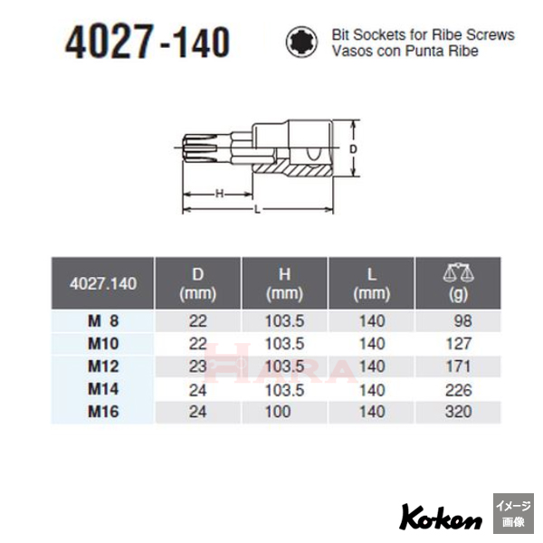 Koken 4027-140 CV サイズ