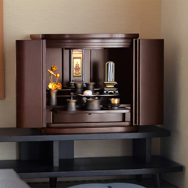 モダンミニ仏壇 クルーン 上置き 紫檀色 17号