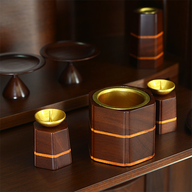 寄木細工 六角型 クルミ 8点セット | 激安仏壇仏具の販売なら