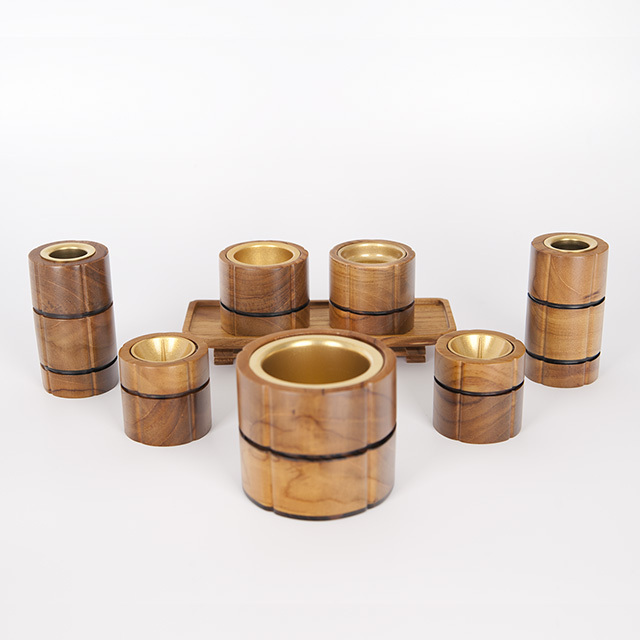 寄木細工 花型 チーク 8点セット