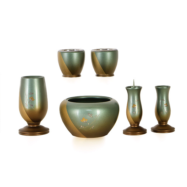 銅器 なごみ マットグリーン 3.0寸 6点セット