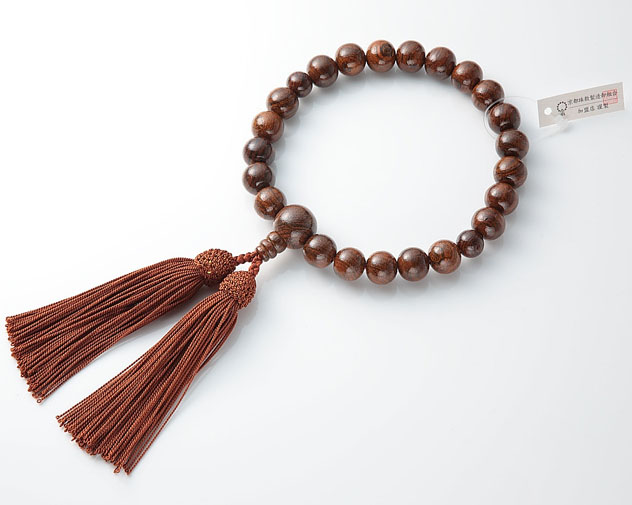 男性用 略式数珠（片手念珠） 虎檀 22珠共人頭