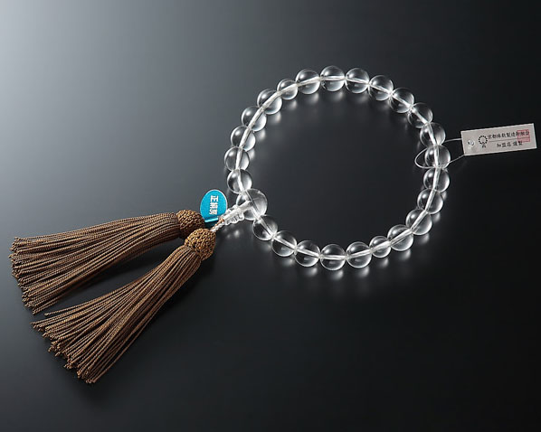 男性用 略式数珠（片手念珠） 本水晶 22珠共仕立正絹頭