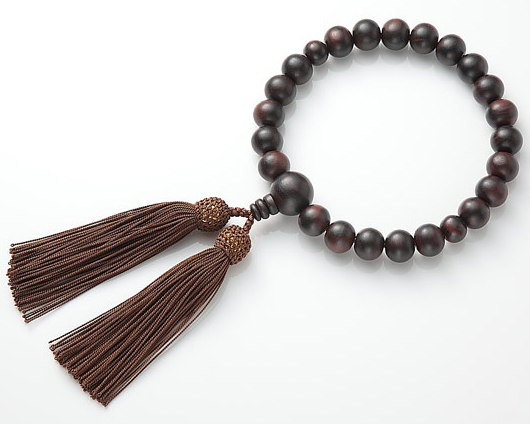 男性用 略式数珠（片手念珠） 縞黒丹