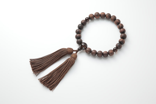 男性用念珠 縞黒丹 茶水晶仕立て