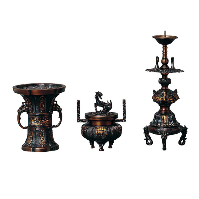 木瓜 菖蒲型 三具足 色付 3.0寸～4.5寸 | 激安仏壇仏具の販売なら  