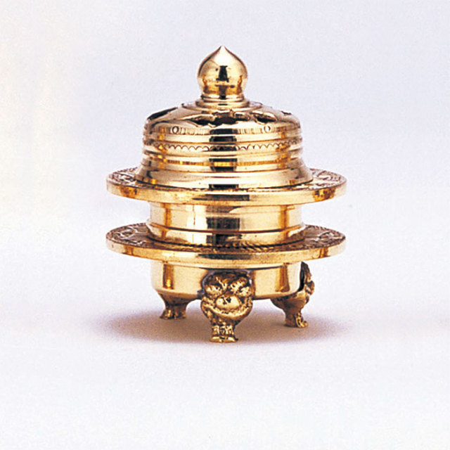 火舎香炉彫刻入金メッキ