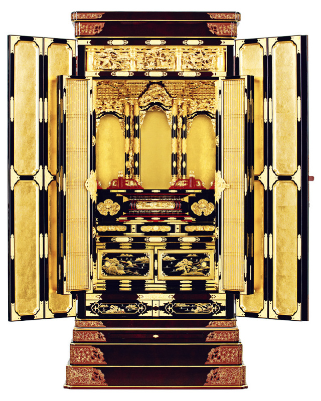 京型胴長 【美濃】 サシマス 木出 角金具打 箔仕上