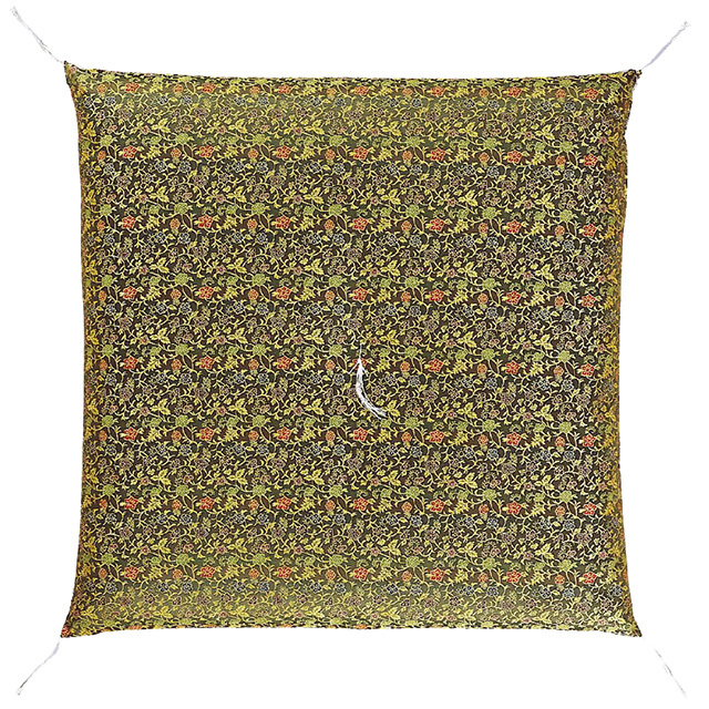 仏前座布団　葵小花　深緑