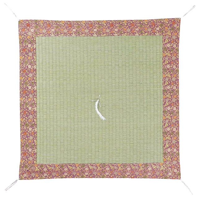 藺草座布団　葵小花　薄紫　両面蘭草