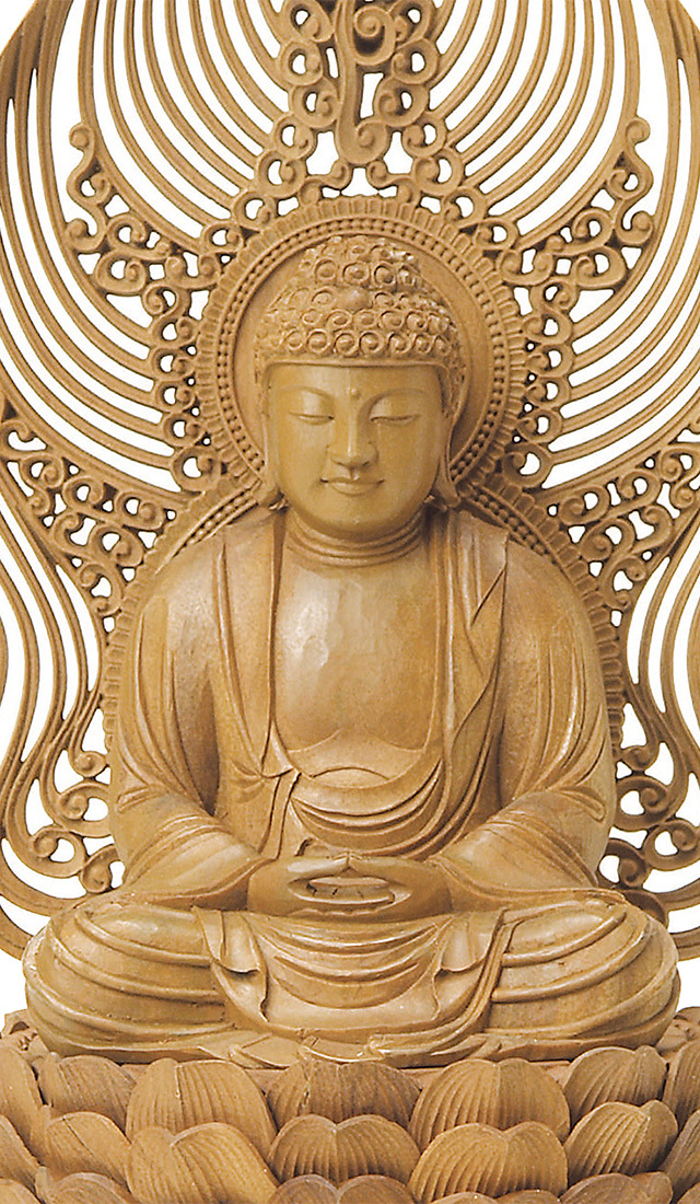 白檀 八角台座 座弥陀 水煙光背 2.0寸～3.0寸 | 激安仏壇仏具の販売