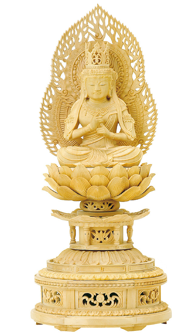柘植 金剛蓮華台座 二重火炎光背 金剛大日 玉眼入
