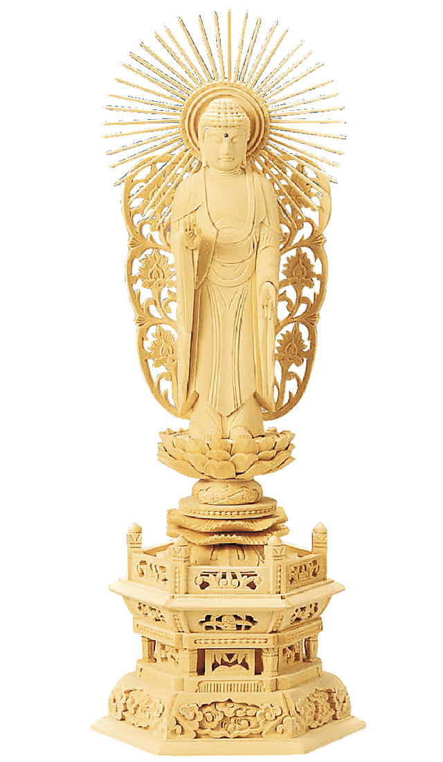 総白木 六角台座 西立弥陀 木地 3.0寸～6.0寸 | 激安仏壇仏具の販売 