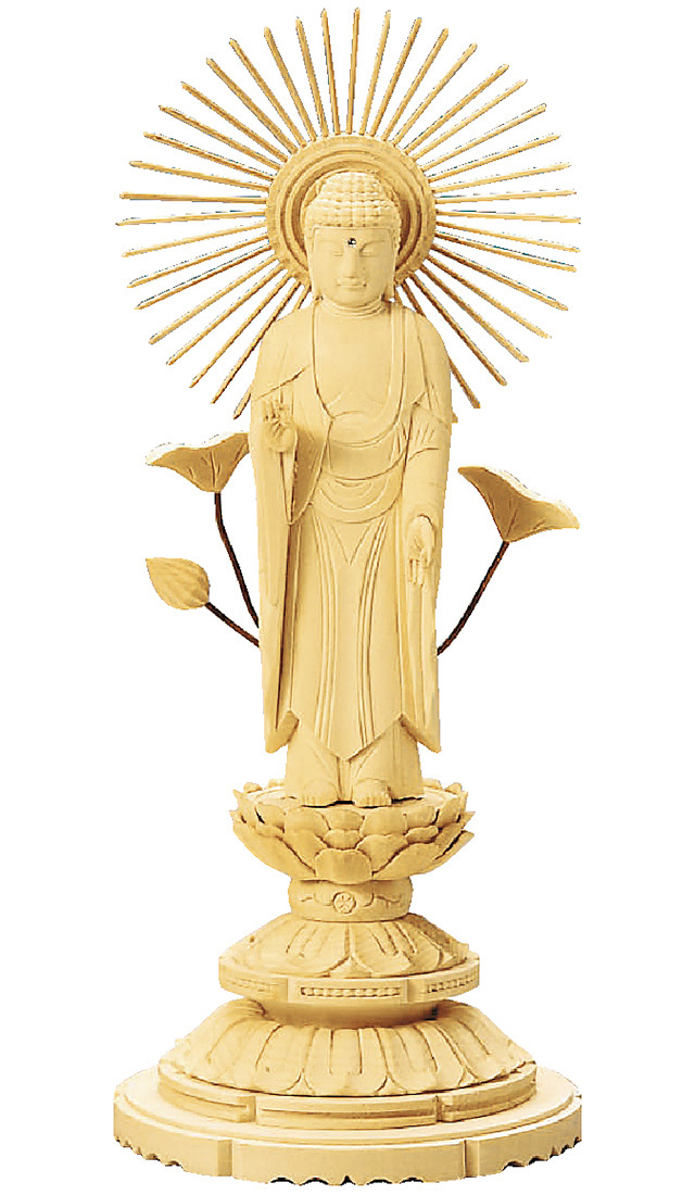 オイルペイント 唐木やブランド 特選仏具本尊仏像 総白木 丸台座 東立