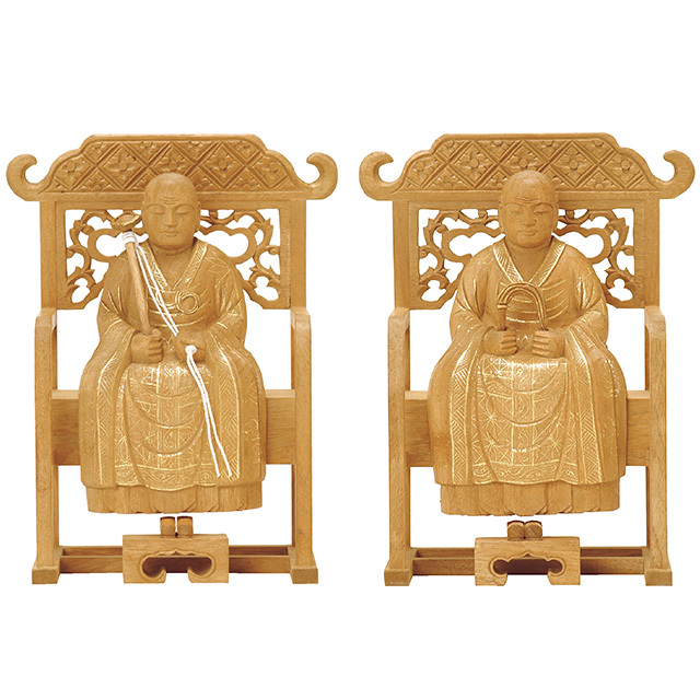 楠木地彫 常済・承陽（太祖・高祖） 金泥書