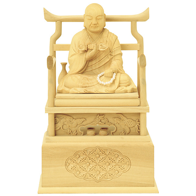 【セール中・新品】 弘法大師　上彫り　柘植　総高さ約16cm　真言宗　空海 本柘植 弘法大師 2.0寸～2.5寸 | 激安仏壇仏具の販売なら
