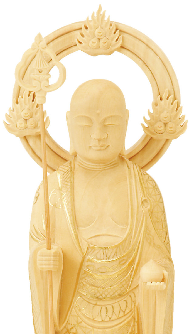 総柘植 地蔵菩薩 丸台座 輪光背 金泥書 3.5寸～6.0寸 | 激安仏壇仏具の 