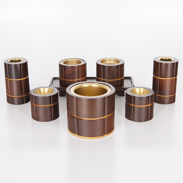 寄木細工 花型 クルミ 8点セット