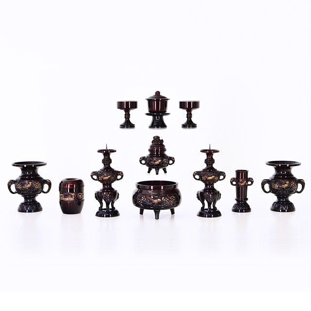 花鳥 ワインぼかし 3.0寸～3.5寸 11点セット | 激安仏壇仏具の販売なら