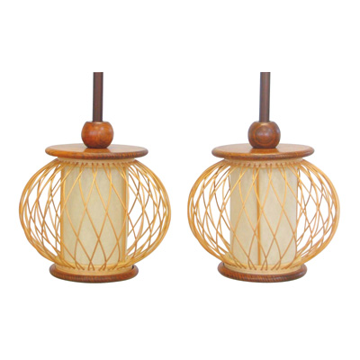 竹製 吊灯籠 菱（ひし）