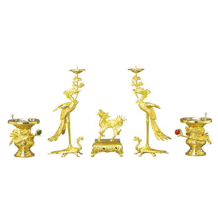 高田派 五具足 金メッキ セ印 3.5寸 | 激安仏壇仏具の販売なら