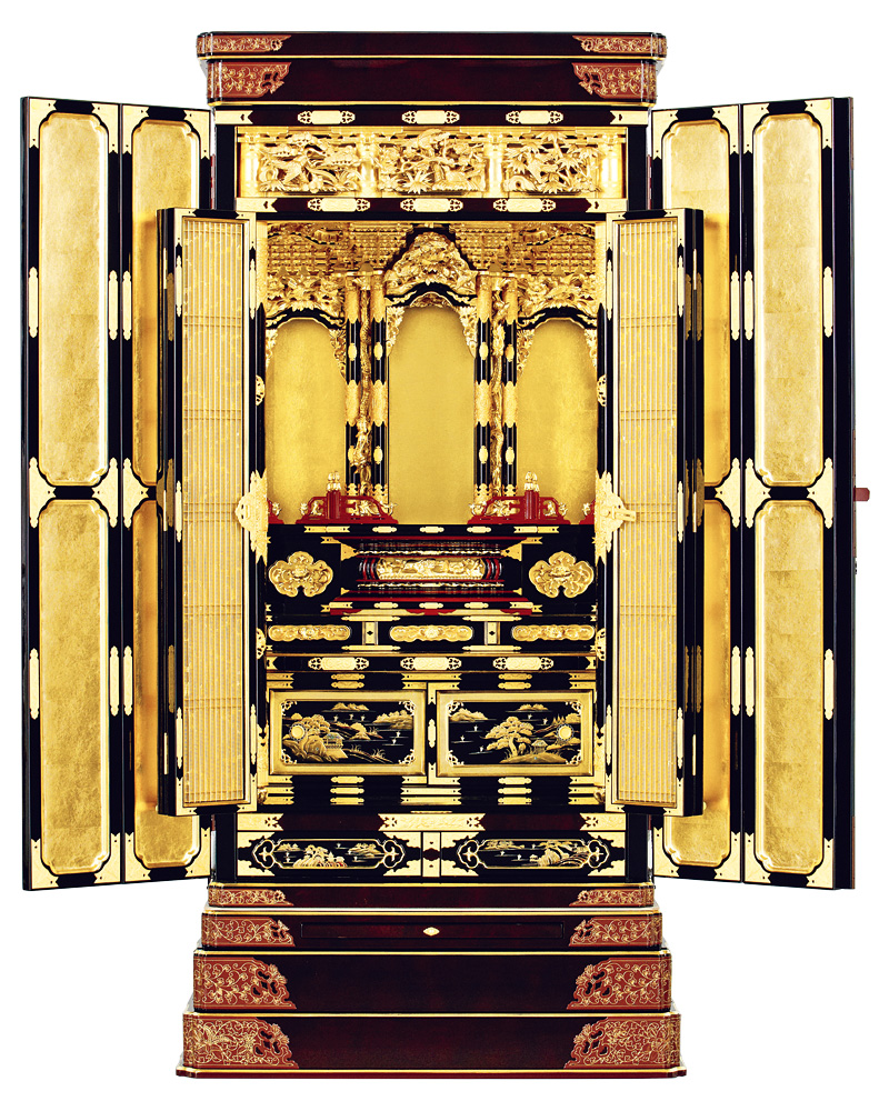 京型胴長 【美濃】 サシマス 木出 角金具打 箔仕上