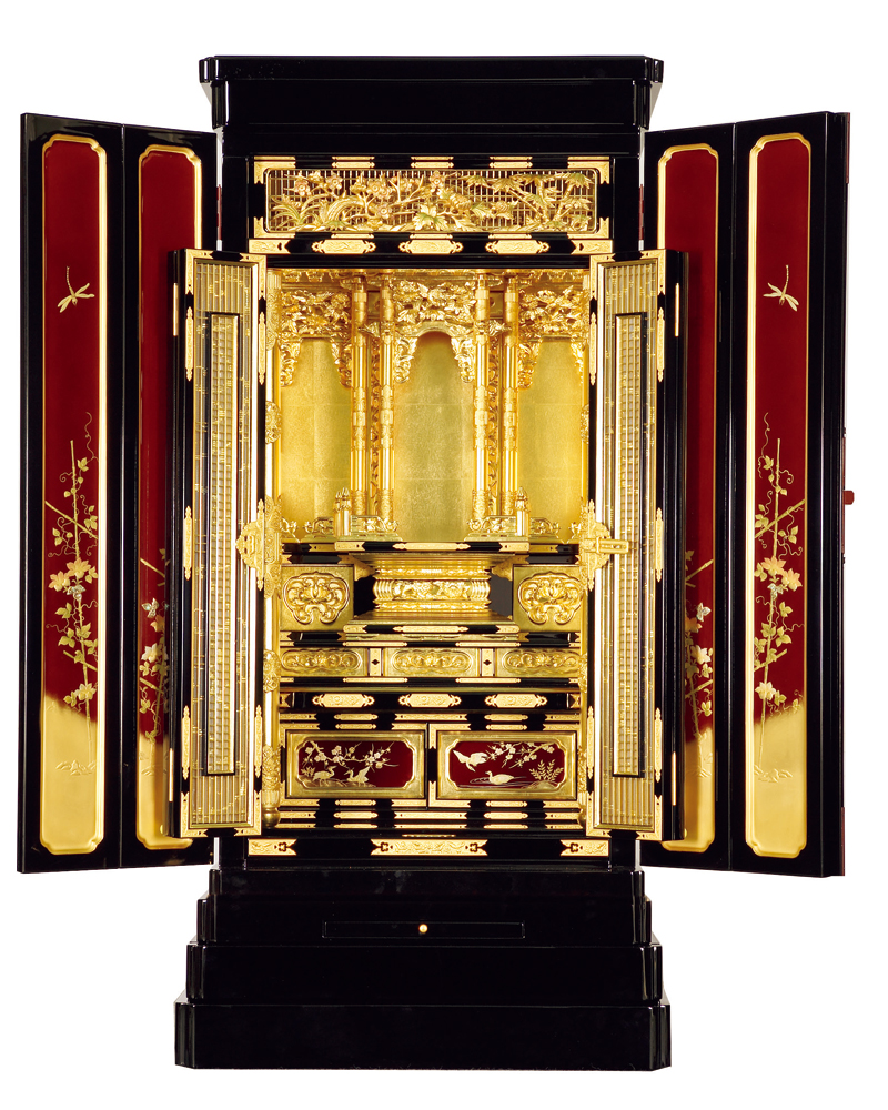京型別台【岩代】 戸裏蒔絵入 箔仕上 本山 18 × 43号 | 激安仏壇