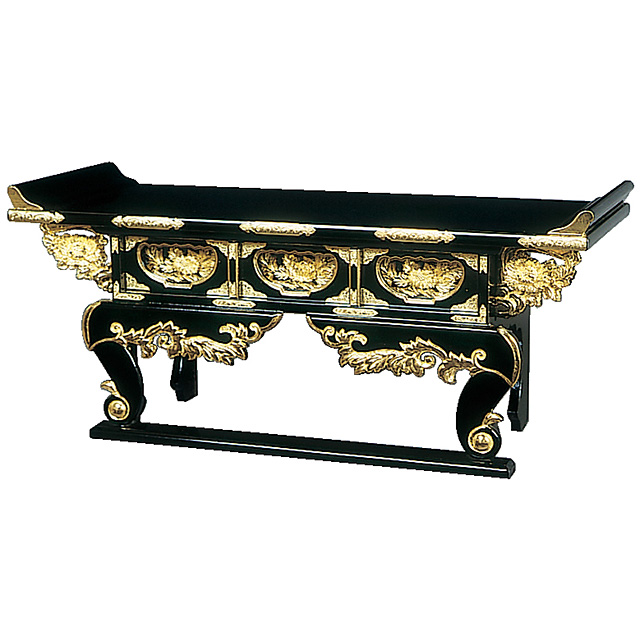 仏具 経机 卓 机 純黒 前机　工芸美術 仏具 経机 卓 机 純黒 前机 工芸美術