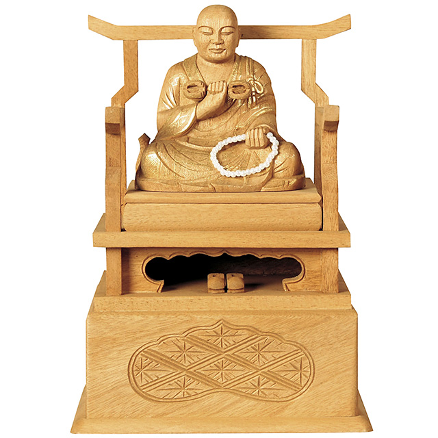 楠木地彫 弘法大師 金泥書