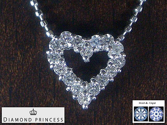 DIAMOND PRINCESS 【全石ハート＆キューピットダイヤ使用！】 K18ホワイトゴールドダイヤハートペンダント　N1455B