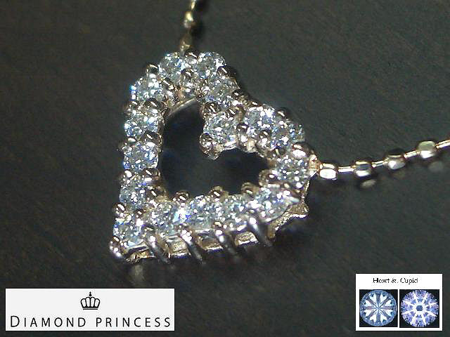 DIAMOND PRINCESS 【全石ハート＆キューピットダイヤ使用！】 K18ピンクゴールドダイヤハートペンダント　N1455BPG
