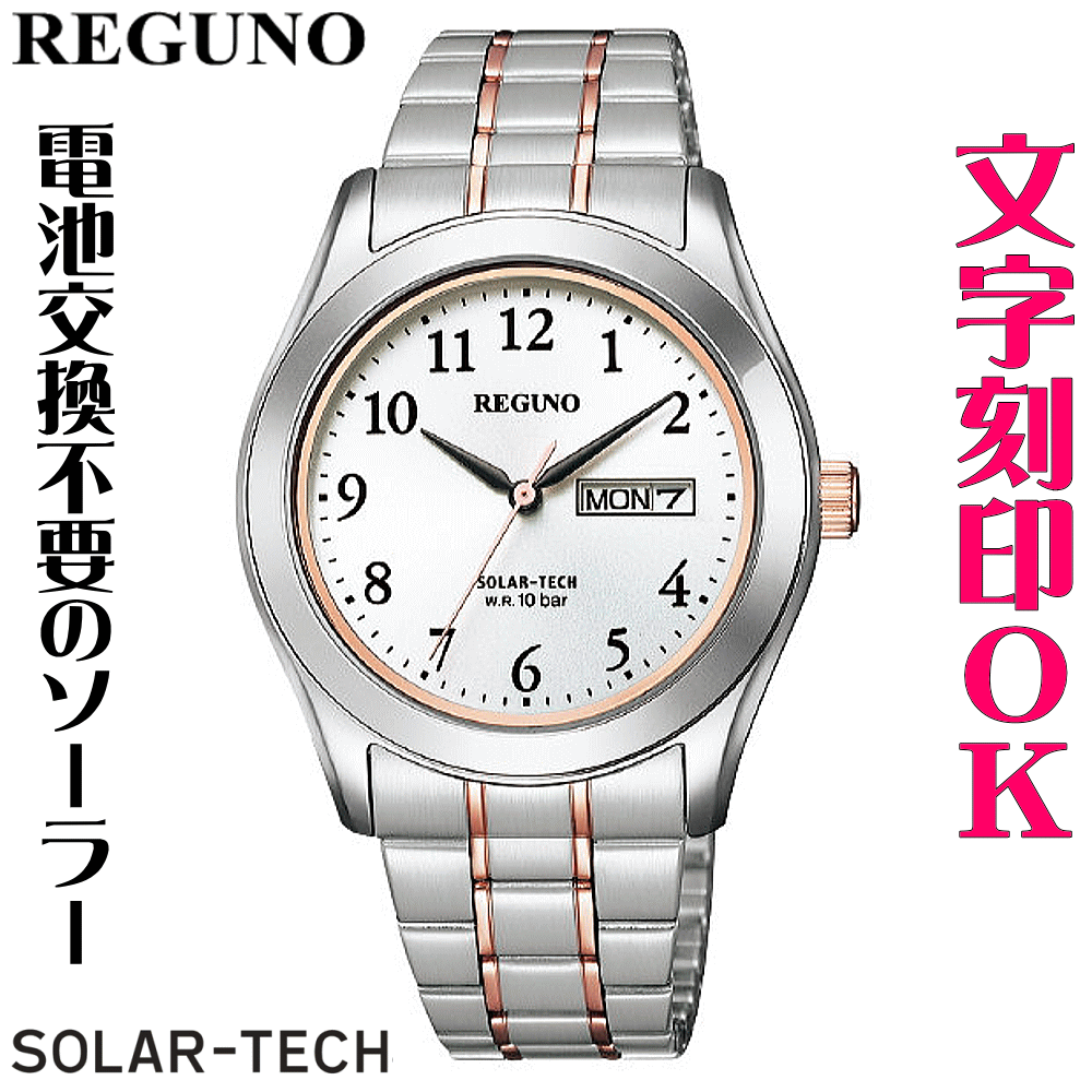 ウォッチ 腕時計 メンズウォッチ 名入れ 文字入れ 文字刻印 電池交換不要 文字が見やすい ソーラーウォッチ REGUNO レグノ ソーラーテック 還暦祝い 退職祝い 退職記念 金婚式 銀婚式 古希 米寿 傘寿 勤続記念品 お祝い イニシャル刻印 刻印実績1位 贈答ウォッチ 記念品
