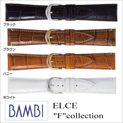 ［バネ棒無料サービス］ フランクミュラーを意識した高級カーフ革バンド　デザインにもこだわった人気No.1　【22.24mm】　バンビ/BAMBI 時計用/ウォッチ用 バンド （エルセ-Fコレクション）　高級カーフ革（型押し）バンド　［送料区分：メール便］［お取り寄せ商品］