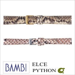 ［バネ棒無料サービス］ 独特な雰囲気を持つパイソン（蛇）素材のウォッチバンドです　時計バンドの老舗メーカー・バンビ社製　【12.14.18.20mm】　バンビ/BAMBI 時計用/ウォッチ用 バンド （エルセ）　高級パイソン（蛇）革バンド　［送料区分：メール便］［お取り寄せ］