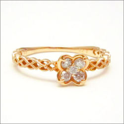 【即日発送可！四葉のクローバーをモチーフ♪】　K18ピンクゴールド ダイヤモンド リング　RPG020SAO