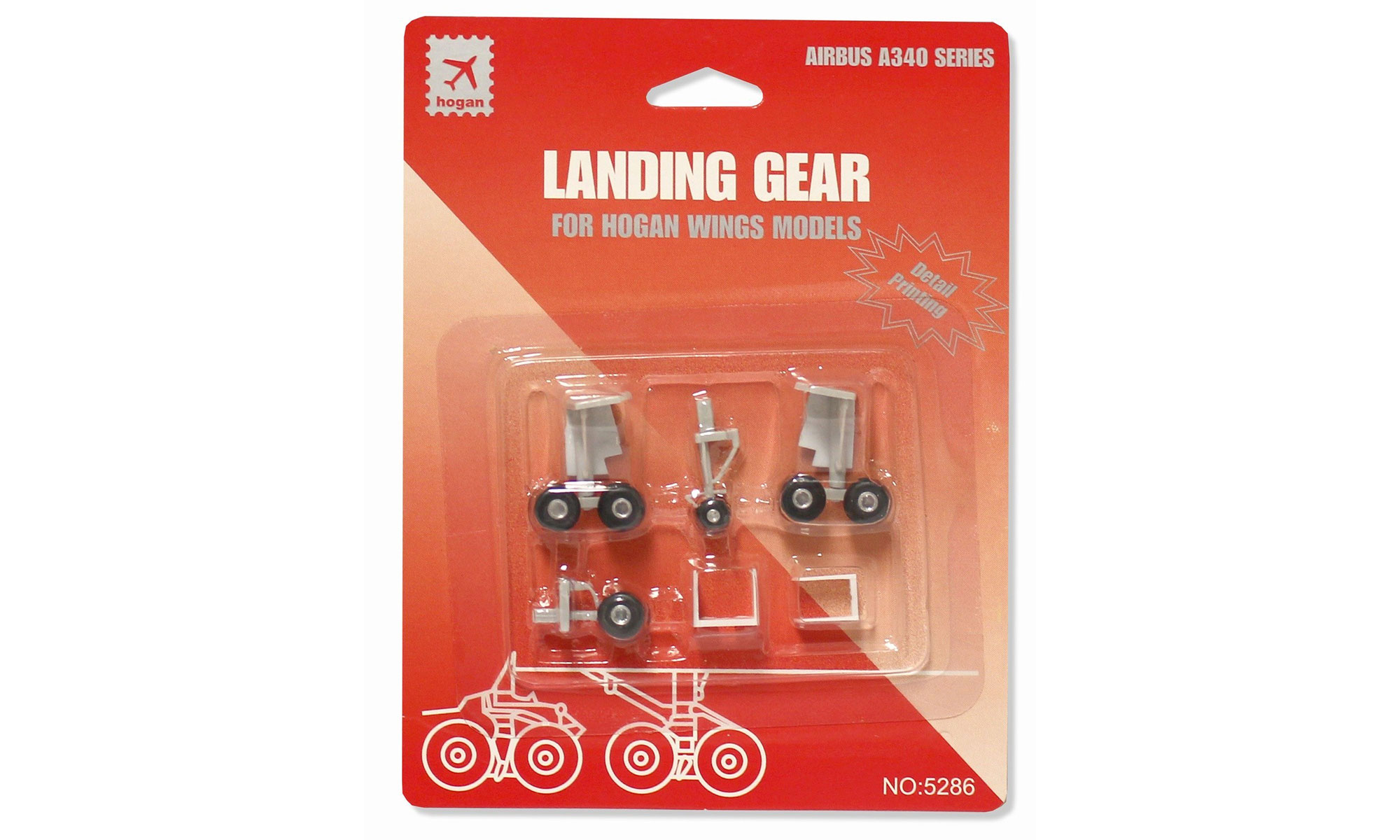 HoganWings/ホーガンウイングス  ランディングギアセット A340-200/300用ゴム製タイヤ付