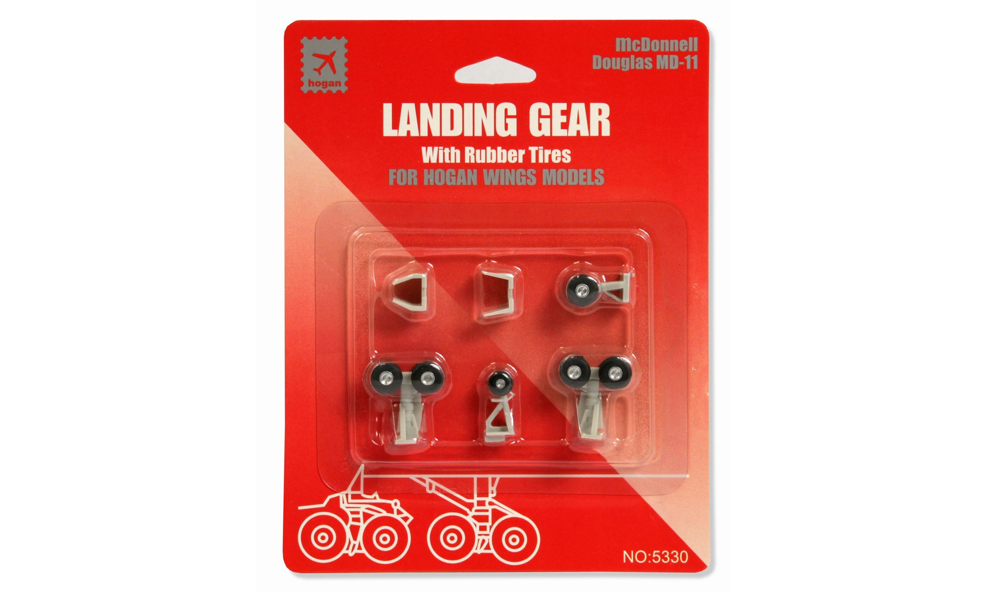 HoganWings/ホーガンウイングス  ランディングギアセット MD-11用ゴム製タイヤ付