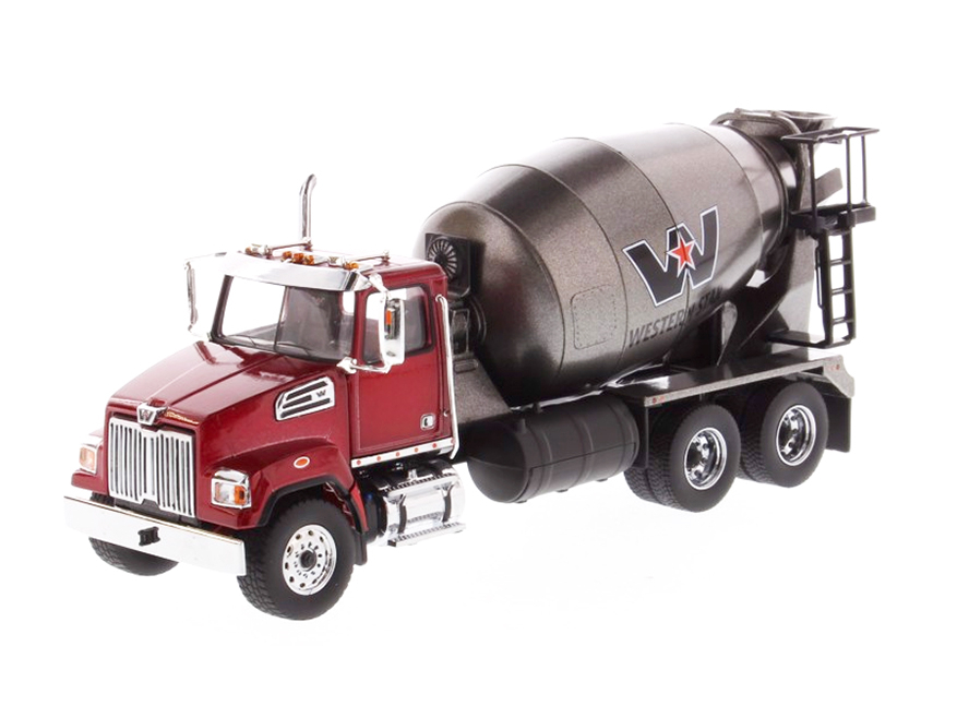 DIECAST MASTERS Western Star 4700 SF コンクリートミキサー  メタリックレッドキャブ／ガンメタリックダンプボディ