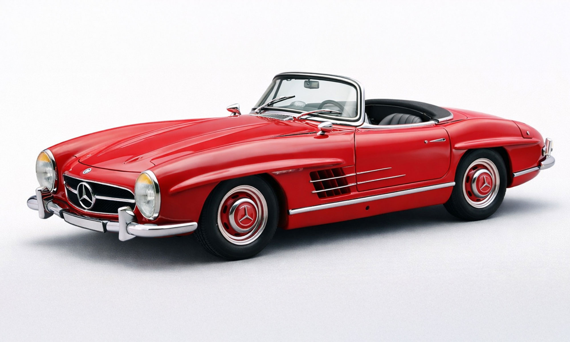 CMC/シーエムシー  メルセデスベンツ 300SL W198 ロードスター オープン レッド/ブラック サイドウィンドウ可動式