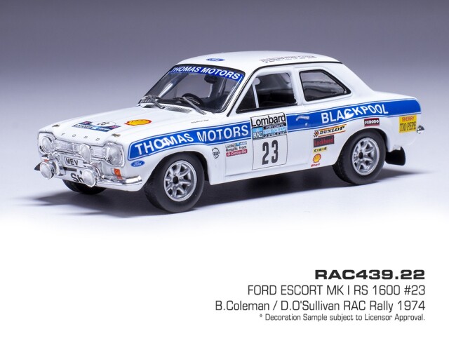 ixo/イクソ  フォード エスコート MK1 RS1600 RACラリー1974年 #23  B.Coleman - D.O'Sullivan