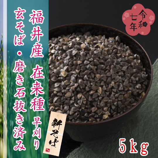 令和7年産!!福井県産在来種(早刈り）・玄そば磨き石抜き済み【5kg】
