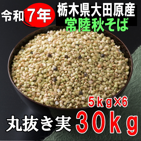令和7年産!!栃木県大田原産常陸秋そば・丸抜き実【30kg】5kg×6