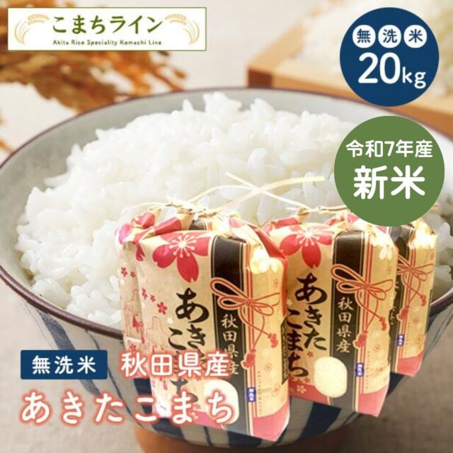 新米！【無洗米20kg】秋田県産　あきたこまち20kg 5kg×4袋　令和7年産　厳選されたおいしいお米　米びつ当番【天鷹唐辛子】プレゼント付き　贈り物