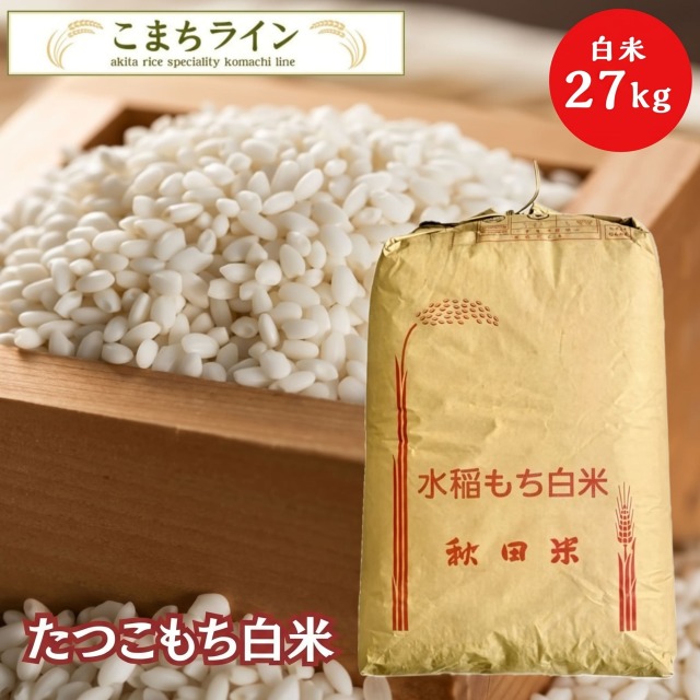もち米 秋田県産 たつこもち 精米後 27kg 米びつ当番【天鷹唐辛子】プレゼント付き