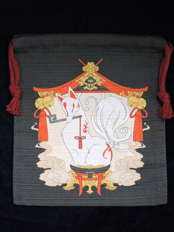 巾着「狐の社」（小）